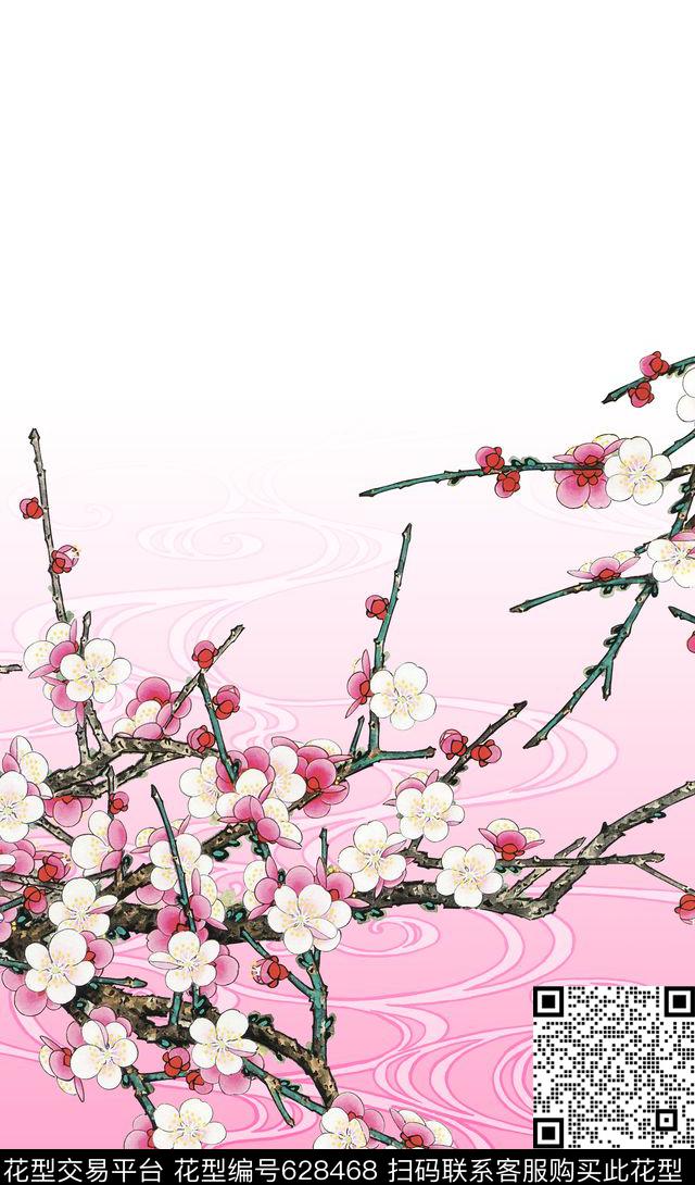 花卉桃花梅花数码印花华亿平台下载（图片编号: 628468） - 瓦栏（Walan）