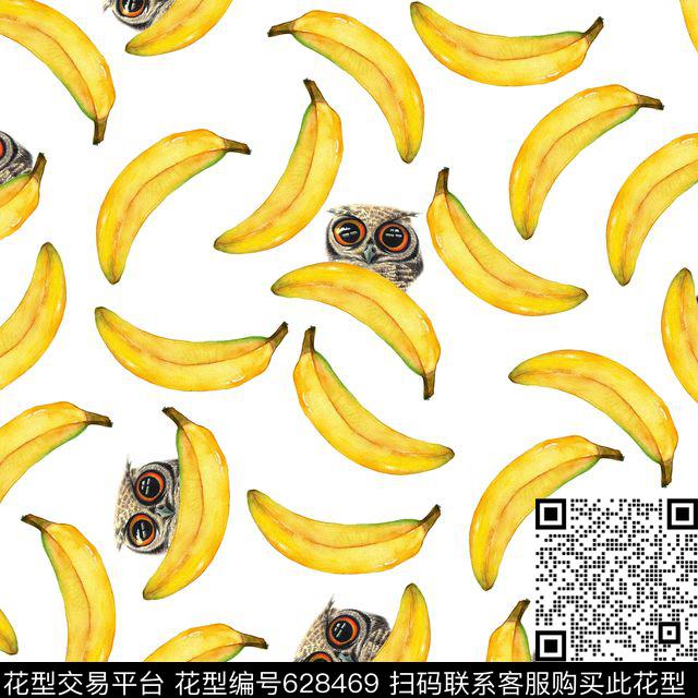 水果趣味香蕉数码印花华亿平台下载（图片编号: 628469） - 瓦栏（Walan）