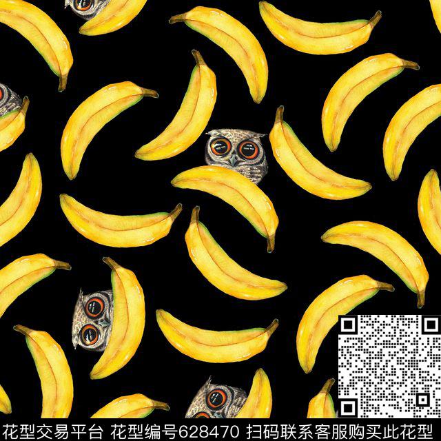 水果趣味香蕉数码印花华亿平台下载（图片编号: 628470） - 瓦栏（Walan）