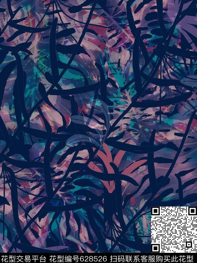 四方连续热带植物花卉数码印花华亿平台下载（图片编号: 628526） - 瓦栏（Walan）