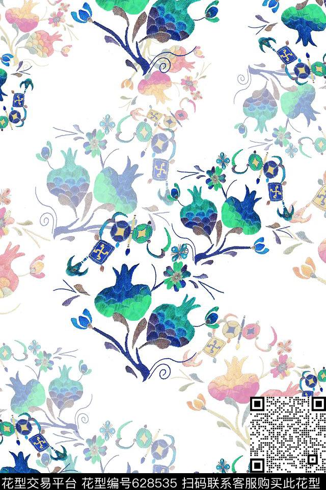 植物花卉花卉刺绣数码印花华亿平台下载（图片编号: 628535） - 瓦栏（Walan）