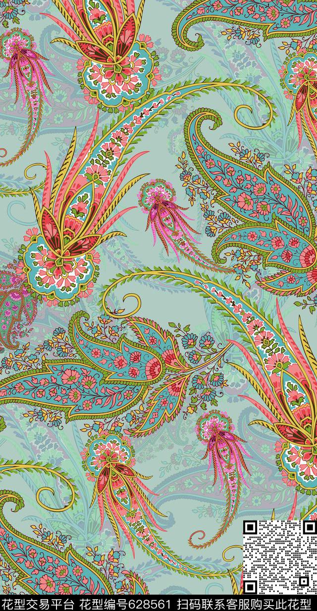 佩斯利腰果火腿花传统印花华亿平台下载（图片编号: 628561） - 瓦栏（Walan）