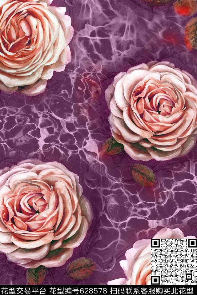 面料花花朵花卉数码印花华亿平台下载（图片编号: 628578） - 瓦栏（Walan）