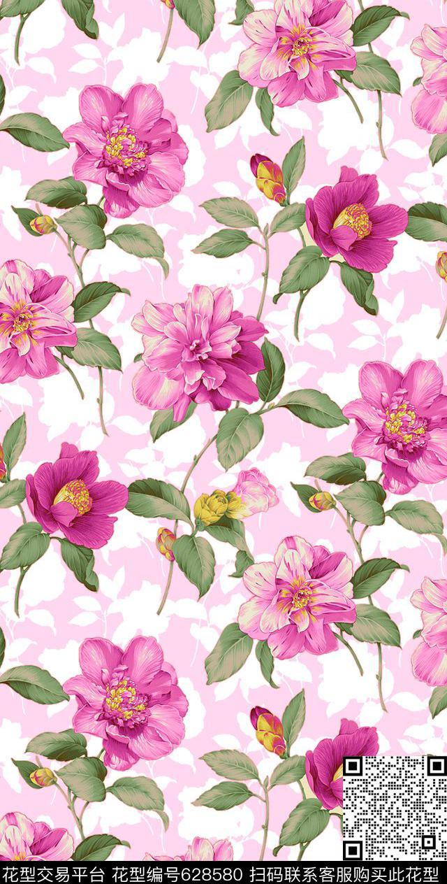 面料花花朵花卉数码印花华亿平台下载（图片编号: 628580） - 瓦栏（Walan）