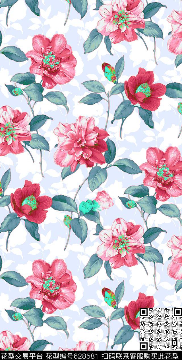 面料花花朵花卉数码印花华亿平台下载（图片编号: 628581） - 瓦栏（Walan）