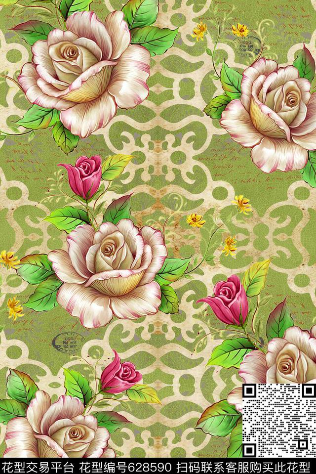 面料花花朵花卉数码印花华亿平台下载（图片编号: 628590） - 瓦栏（Walan）