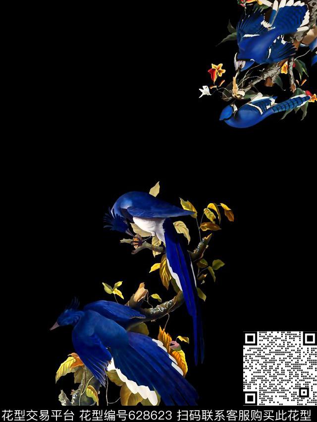 鸟树枝男装T恤数码印花华亿平台下载（图片编号: 628623） - 瓦栏（Walan）