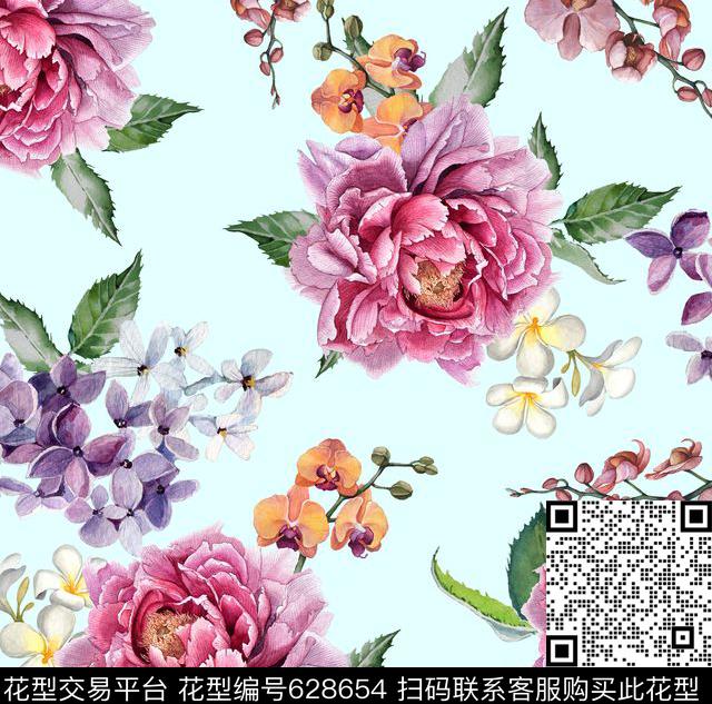 花朵花卉现代数码印花华亿平台下载（图片编号: 628654） - 瓦栏（Walan）