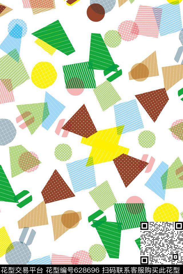 不规则几何波点色块传统印花华亿平台下载（图片编号: 628696） - 瓦栏（Walan）