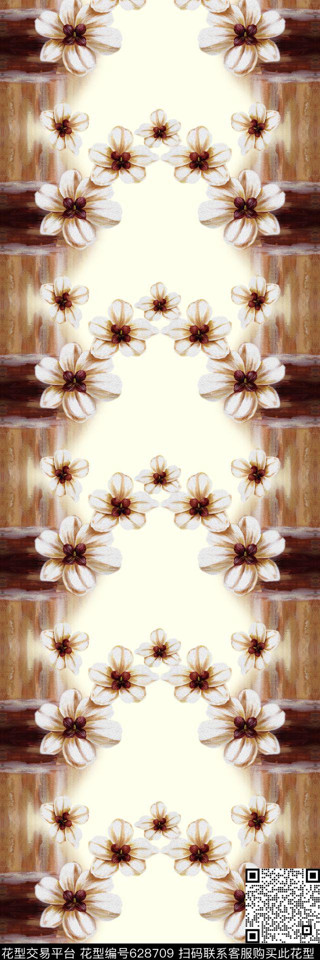 花卉油画肌理丝巾长巾数码印花华亿平台下载（图片编号: 628709） - 瓦栏（Walan）