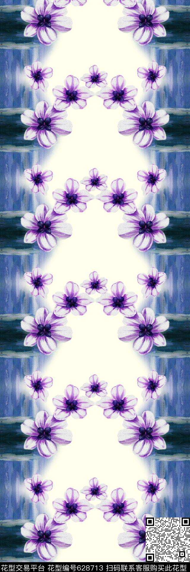 花卉油画肌理丝巾长巾数码印花华亿平台下载（图片编号: 628713） - 瓦栏（Walan）