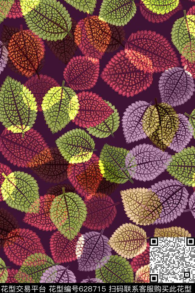 肌理树叶数码印花华亿平台下载（图片编号: 628715） - 瓦栏（Walan）