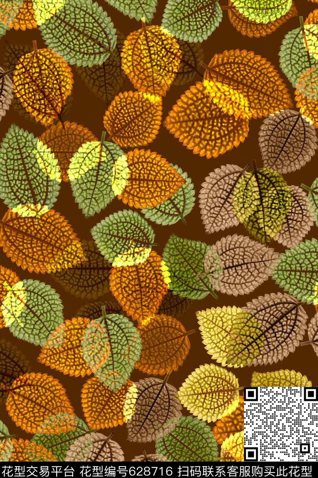 肌理树叶数码印花华亿平台下载（图片编号: 628716） - 瓦栏（Walan）
