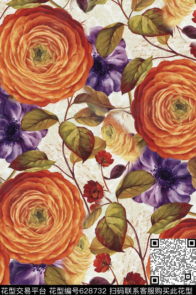 面料花花朵花卉数码印花华亿平台下载（图片编号: 628732） - 瓦栏（Walan）