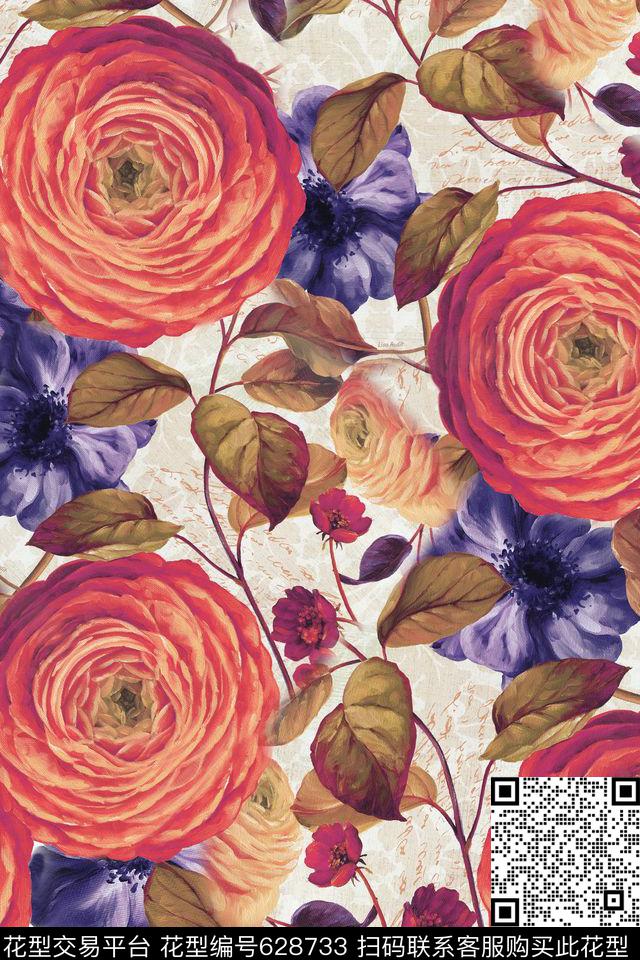 面料花花朵花卉数码印花华亿平台下载（图片编号: 628733） - 瓦栏（Walan）