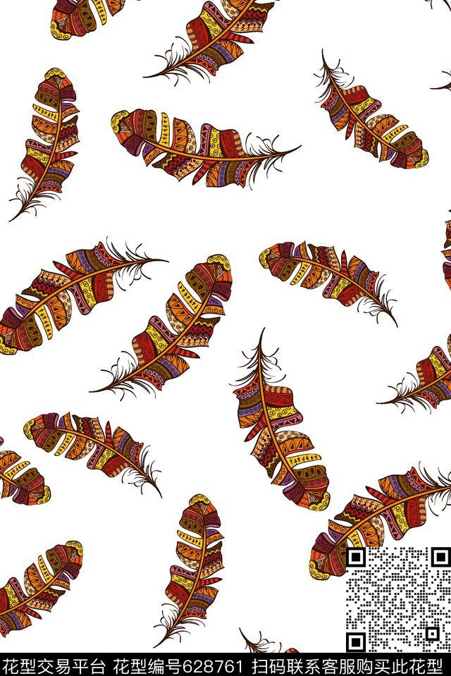羽毛动物纹民族传统印花华亿平台下载（图片编号: 628761） - 瓦栏（Walan）