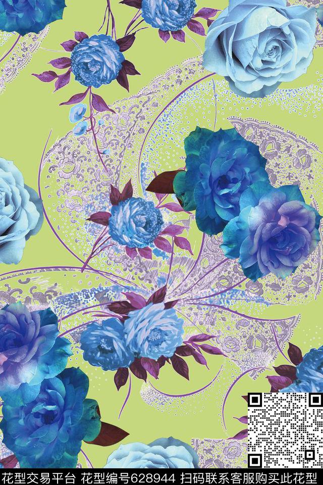 花卉女装蕾丝数码印花华亿平台下载（图片编号: 628944） - 瓦栏（Walan）