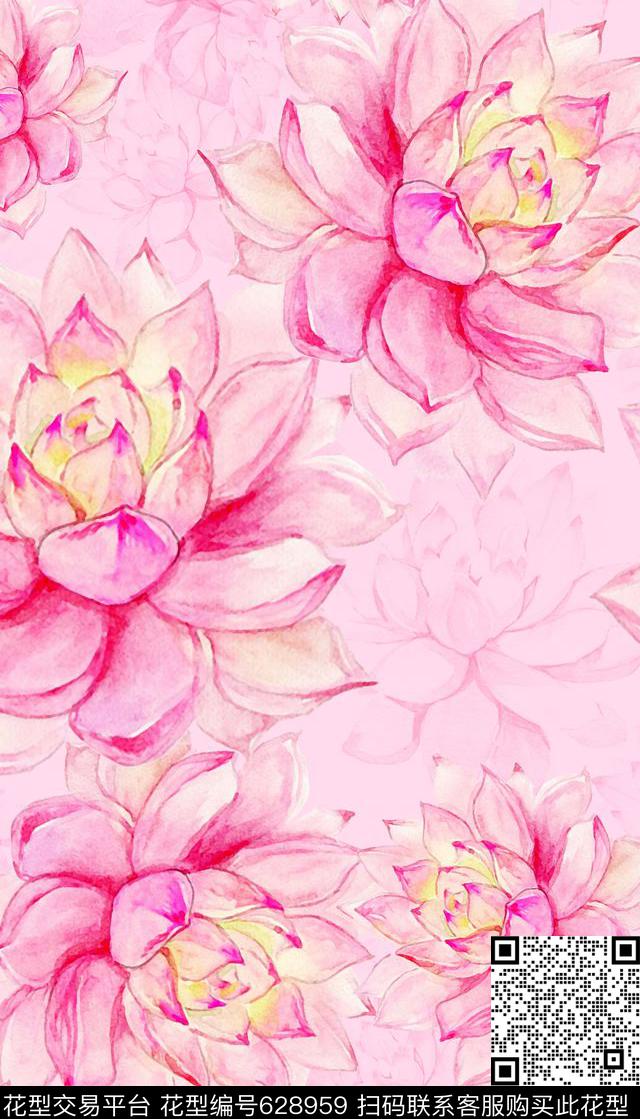 花卉创意手绘花卉数码印花华亿平台下载（图片编号: 628959） - 瓦栏（Walan）