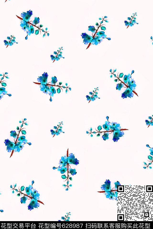 兰花花朵花卉传统印花华亿平台下载（图片编号: 628987） - 瓦栏（Walan）