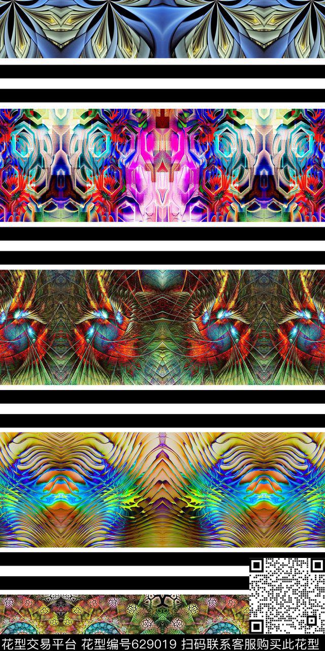 大气时尚炫彩数码风抽象花卉数码印花华亿平台下载（图片编号: 629019） - 瓦栏（Walan）