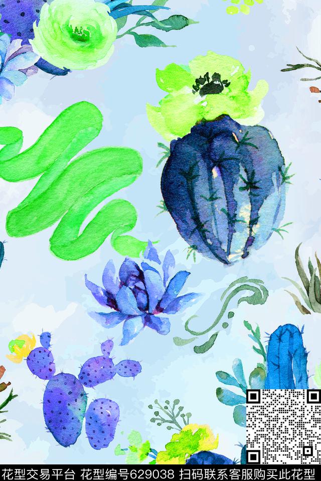 花卉多肉植物数码印花华亿平台下载（图片编号: 629038） - 瓦栏（Walan）