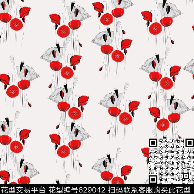 花朵花卉虞美人传统印花华亿平台下载（图片编号: 629042） - 瓦栏（Walan）