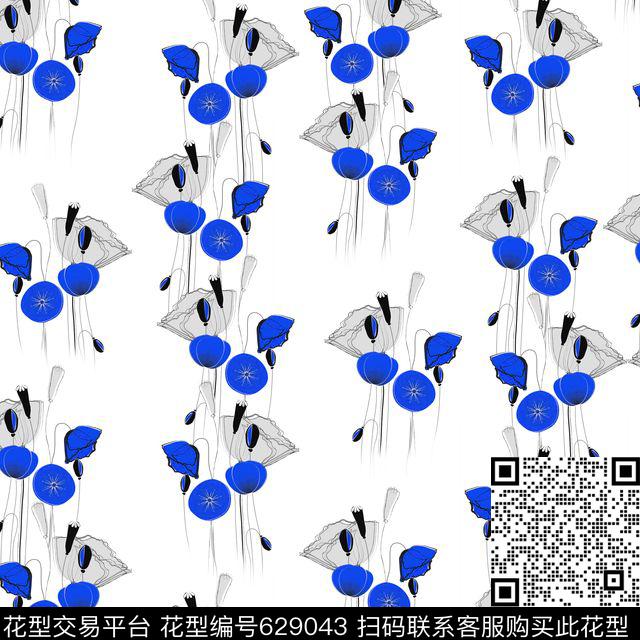 花朵花卉虞美人传统印花华亿平台下载（图片编号: 629043） - 瓦栏（Walan）