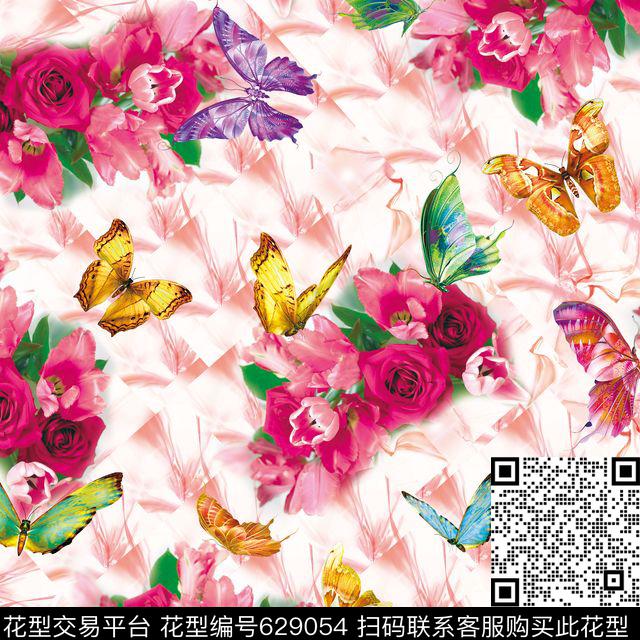 抽象数码印花花卉数码印花华亿平台下载（图片编号: 629054） - 瓦栏（Walan）