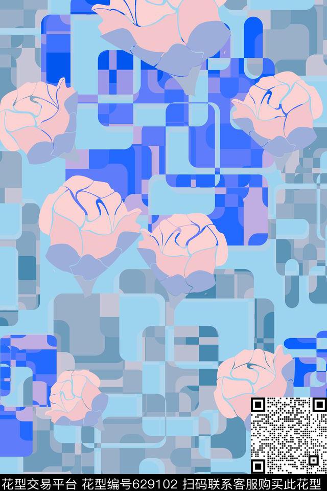花卉休闲不规则几何数码印花华亿平台下载（图片编号: 629102） - 瓦栏（Walan）