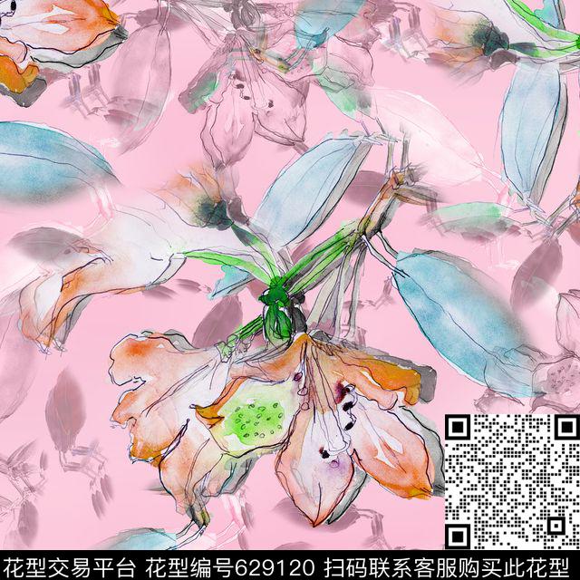 热带植物四方连续花卉数码印花华亿平台下载（图片编号: 629120） - 瓦栏（Walan）