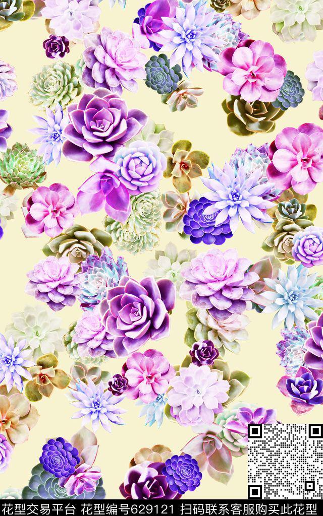 花朵多肉植物迪拜数码印花华亿平台下载（图片编号: 629121） - 瓦栏（Walan）