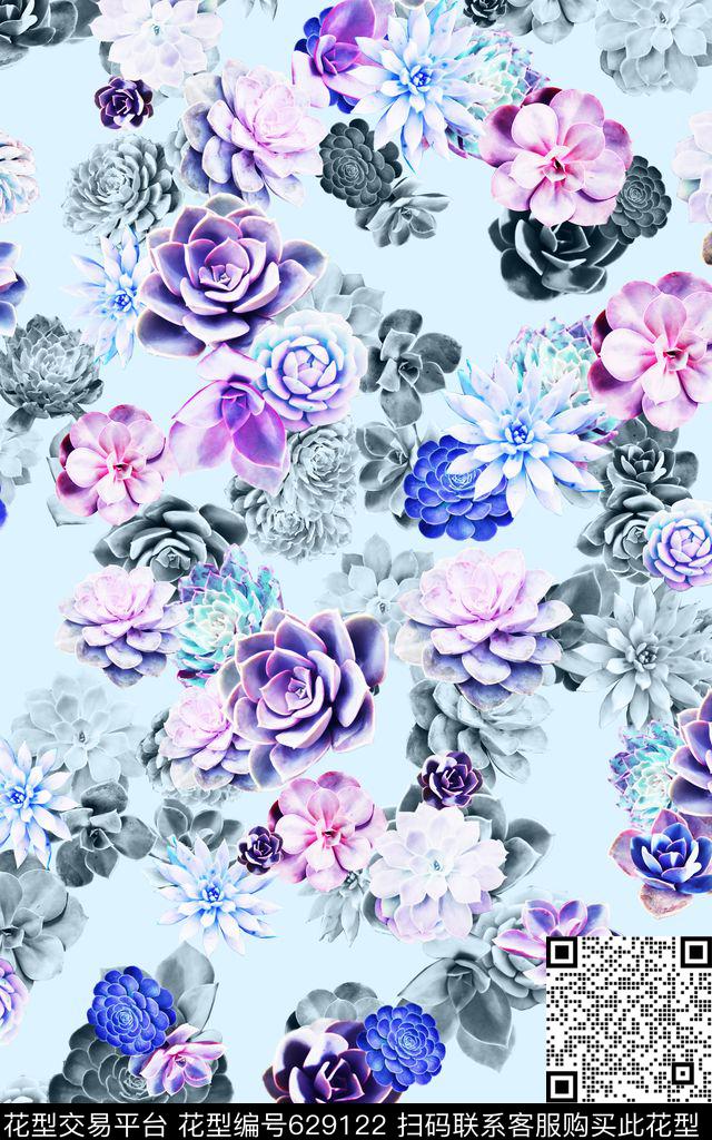 花朵多肉植物迪拜数码印花华亿平台下载（图片编号: 629122） - 瓦栏（Walan）