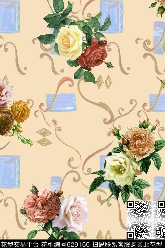 花卉几何女装数码印花华亿平台下载（图片编号: 629155） - 瓦栏（Walan）