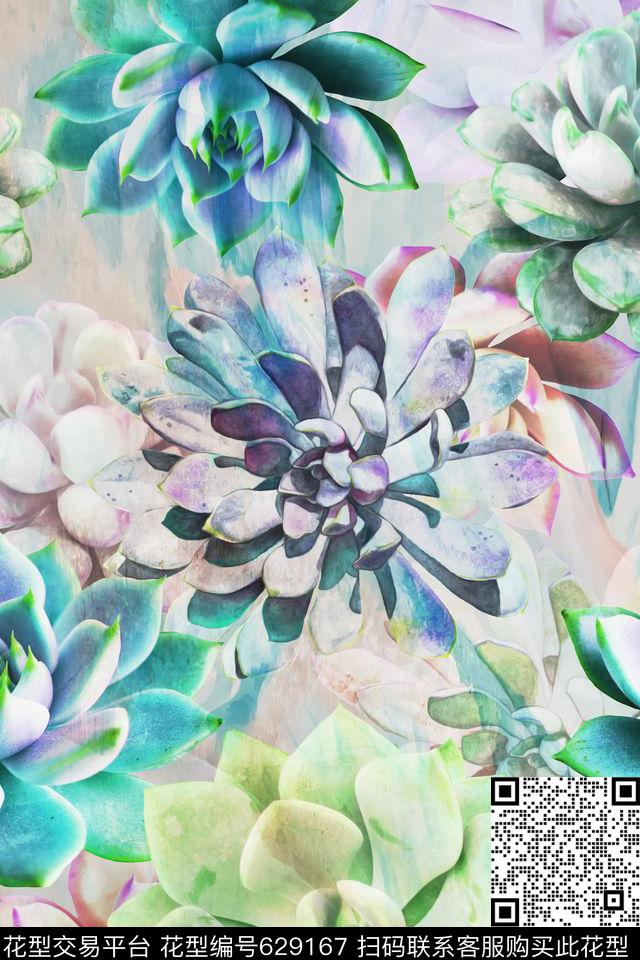 手绘浪漫水彩数码印花华亿平台下载（图片编号: 629167） - 瓦栏（Walan）