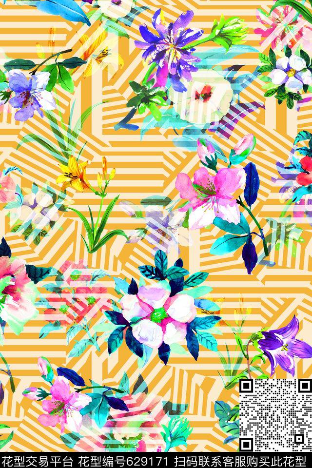 男装女装图案几何花卉花卉数码印花华亿平台下载（图片编号: 629171） - 瓦栏（Walan）
