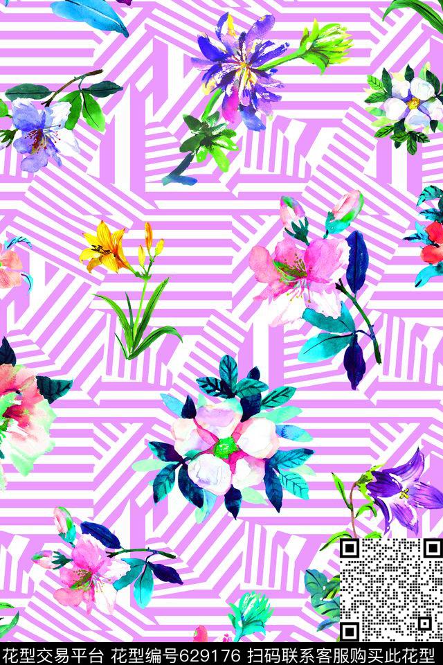 男装女装图案几何花卉花卉数码印花华亿平台下载（图片编号: 629176） - 瓦栏（Walan）