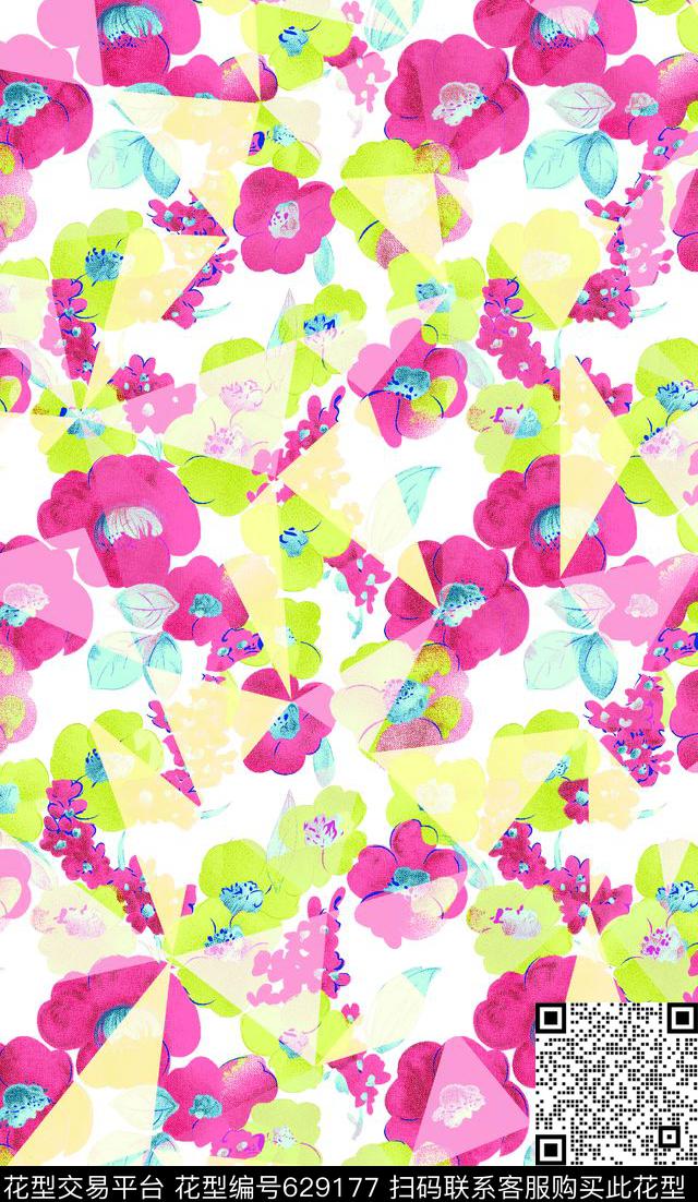 三角形男装女装图案几何花卉传统印花华亿平台下载（图片编号: 629177） - 瓦栏（Walan）