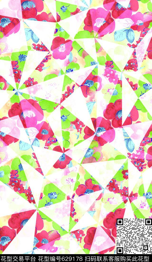 三角形男装女装图案几何花卉传统印花华亿平台下载（图片编号: 629178） - 瓦栏（Walan）