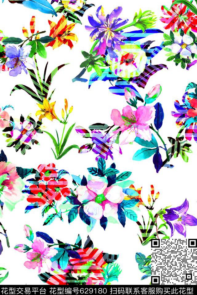 圆圈男装女装图案几何花卉数码印花华亿平台下载（图片编号: 629180） - 瓦栏（Walan）