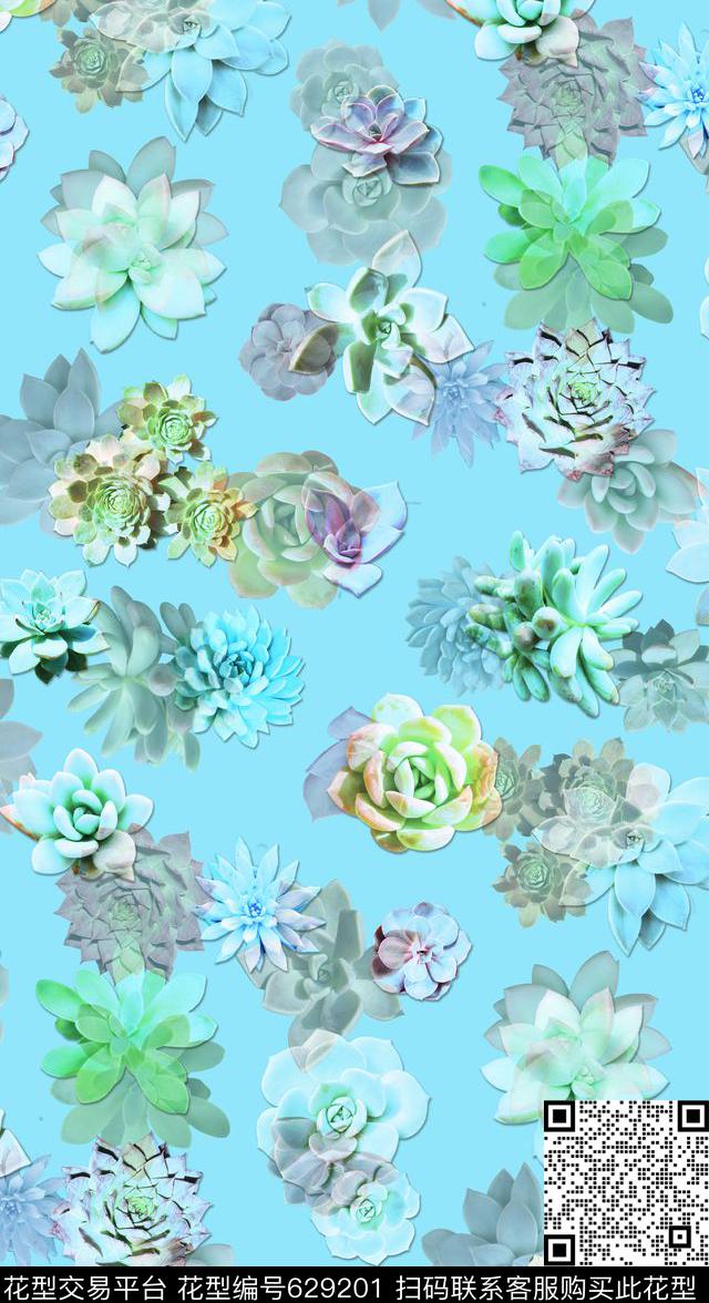 热带植物男装女装图案多肉植物数码印花华亿平台下载（图片编号: 629201） - 瓦栏（Walan）