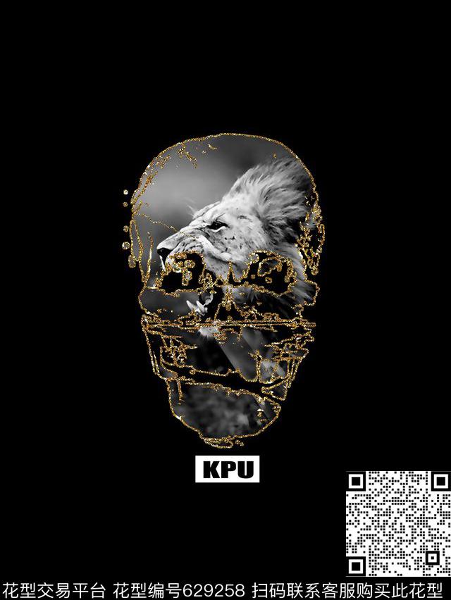 骷髅头狮子男装T恤数码印花华亿平台下载（图片编号: 629258） - 瓦栏（Walan）