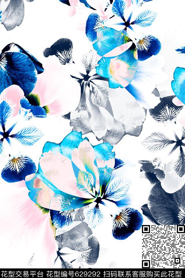 欧美梦幻花朵最新数码印花华亿平台下载（图片编号: 629292） - 瓦栏（Walan）