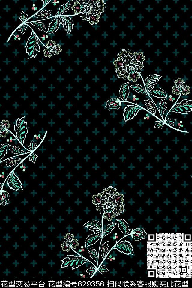 花卉几何女装传统印花华亿平台下载（图片编号: 629356） - 瓦栏（Walan）