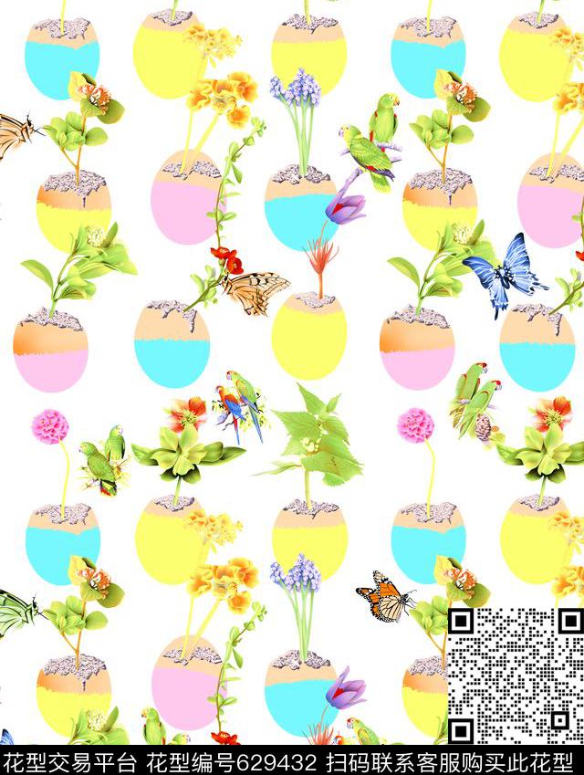 花朵花卉盆栽数码印花华亿平台下载（图片编号: 629432） - 瓦栏（Walan）