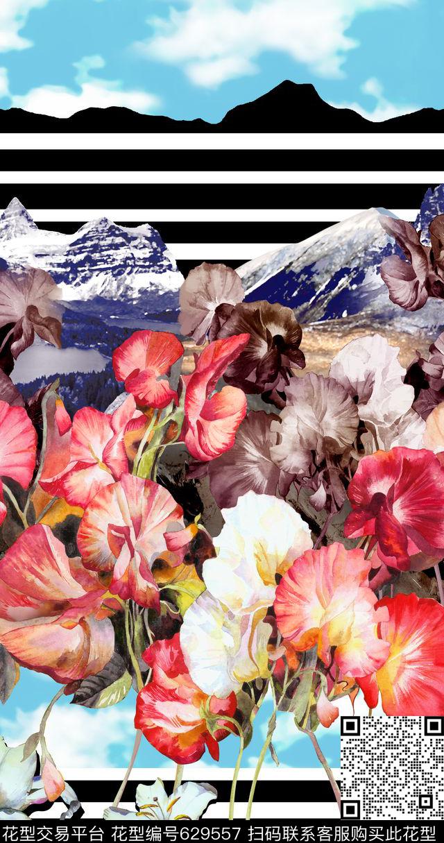 花朵花卉定位数码印花华亿平台下载（图片编号: 629557） - 瓦栏（Walan）