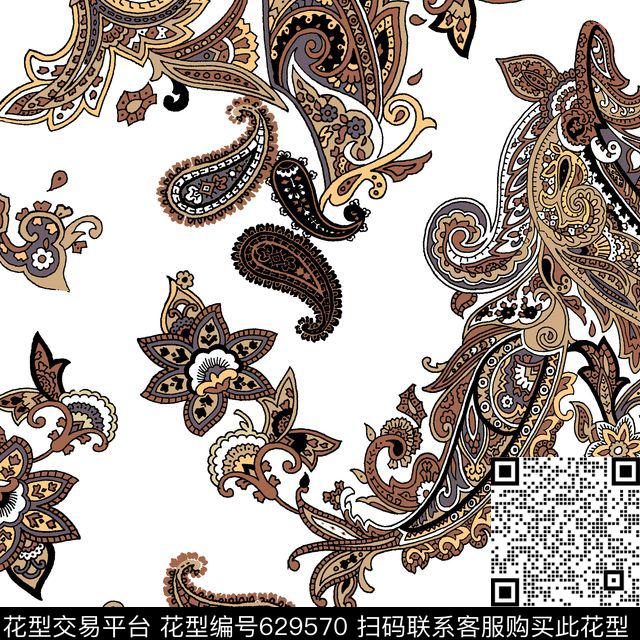 火腿花佩斯利腰果传统印花华亿平台下载（图片编号: 629570） - 瓦栏（Walan）