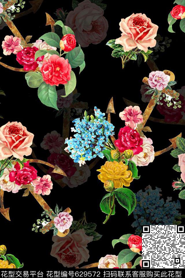 花朵花卉油画数码印花华亿平台下载（图片编号: 629572） - 瓦栏（Walan）