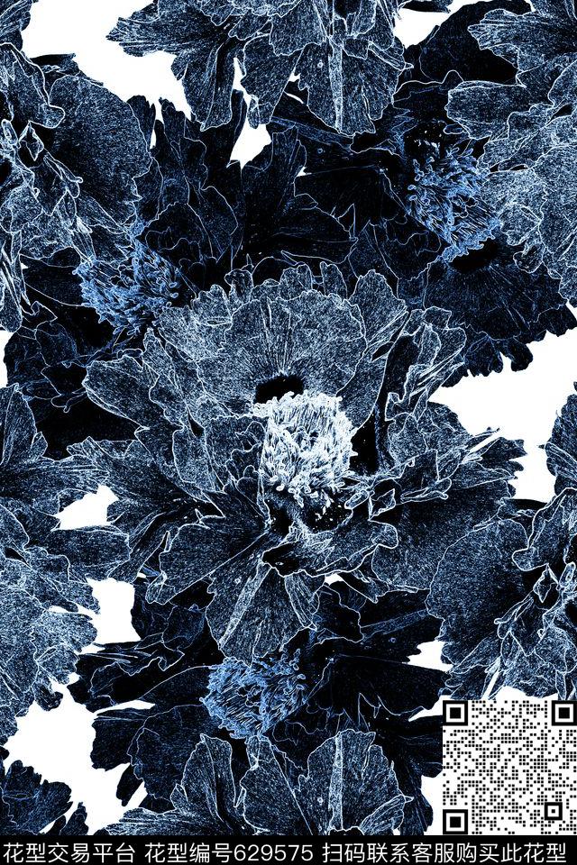 时尚大花牡丹传统印花华亿平台下载（图片编号: 629575） - 瓦栏（Walan）