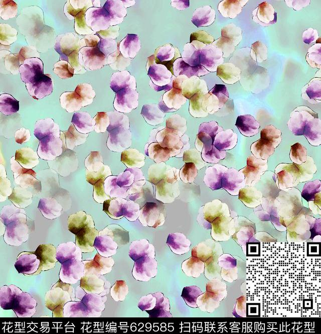 满版花卉小花中老年数码印花华亿平台下载（图片编号: 629585） - 瓦栏（Walan）