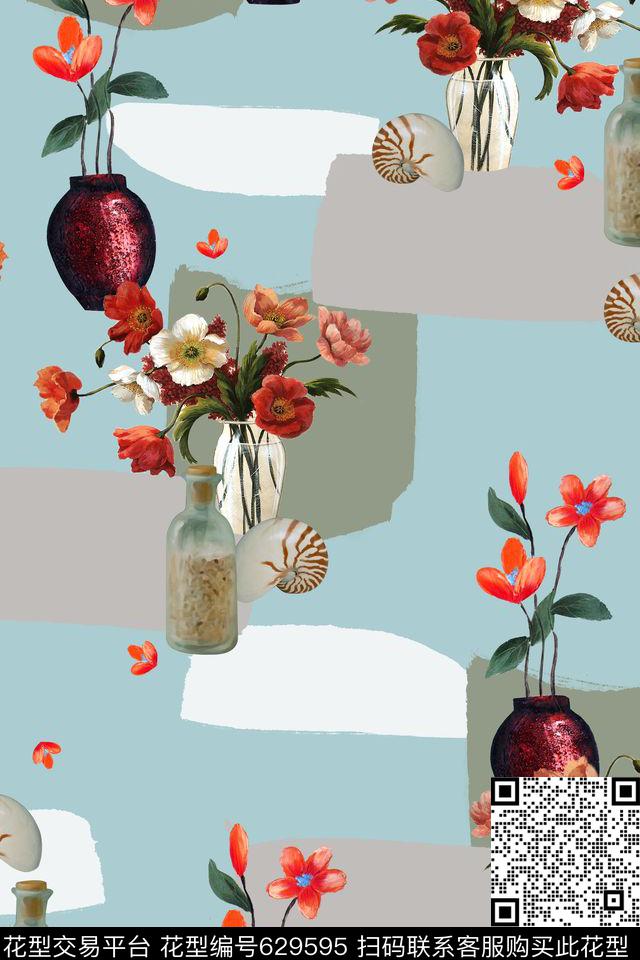 花朵花卉油画数码印花华亿平台下载（图片编号: 629595） - 瓦栏（Walan）